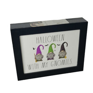 RAE Dunn "HALLOWEEN WITH MY GNOMIES" Wood Sign